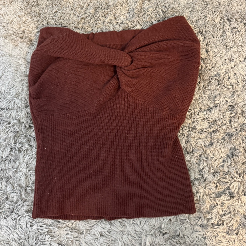 Knot Front Ribbed Tube Top